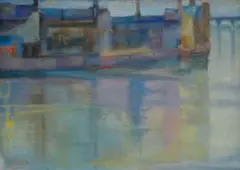 View of the Thames by Maud Sumner, oil on canvas, sold Jul 2025