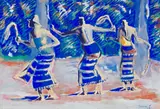 Gerard Sekoto, Dancing Figures in Blue, 1967, gouache on paper