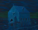 Norman Catherine, Flooded Church and Cemetery, 1993, oil on canvas