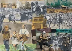 Sam Nhlengethwa, 16 June, 1992, collage on paper