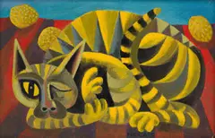 Nicolaas Maritz, Cat, oil on board