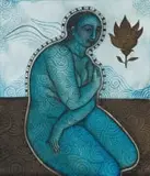 Hannetjie de Clercq, Blue Figure, 2017, oil on canvas