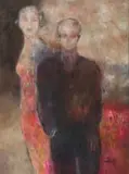 Margo Schopf, Behind Every Man, 2022, oil on canvas