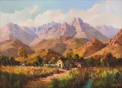 Tinus de Jongh, Mountainous Landscape, oil on canvas