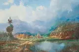 Gabriel de Jongh, Landscape with Mountains in the Distance, oil on canvas