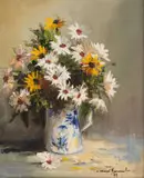 Mari Vermeulen-Breedt, Daisies in a Vase, 1979, oil on canvas laid down on board