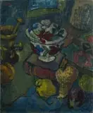 Gregoire Boonzaier, Still Life with Fruit and a Covered Bowl, oil on canvas laid down on board