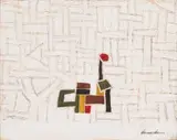 Hannes Harrs, Kuba 21, 1993, mixed media on board