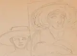 Alexis Preller, Harvesters with Hats, pencil on paper