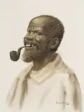 Gerard Bhengu, Portrait of a Man with a Pipe