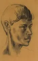 Young Man in Profile by François Krige, charcoal on brown paper, sold Jul 2025