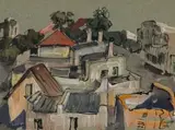 Gregoire Boonzaier, Rooftops, 1951, gouache and ink on paper