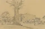 Erich Mayer, Houses and Trees, 1949, pencil on paper