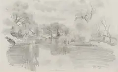 Frans Oerder, Modder Rivier, 1910, pencil on paper