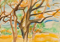 Anna Vorster, Begin van Herfs (Beginning of Autumn), Preparatory Sketch, 1975, watercolour on paper