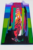 George Boys, Abstract in Red, Green and Purple, 1999, acrylic on paper laid down on board