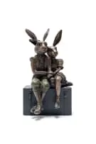 Carol Cauldwell, Valentines, bronze with green and brown patina, on a painted steel base
