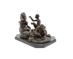Barry Jackson, Bushman Family Gathering, bronze with a brown patina, on a granite base
