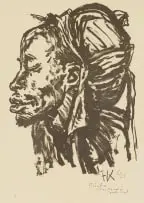 Fritz Krampe, Himba, Kaokoveld South West, lithograph on paper