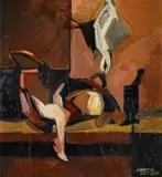 Peter Clarke, After a Still Life by Chardin, 1968, oil on canvas laid down on board