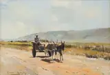 Errol Boyley, Donkey Cart, oil on canvas laid down on board