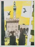 Julian Trevelyan, Piazza Signoria, 1965, colour etching and aquatint on paper laid down on board