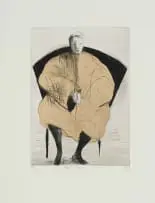 Frail Crown by Deborah Bell, drypoint and chine collé on paper, offered Jun 2025