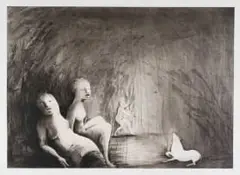 Deborah Bell, Wolf Cave, drypoint and spitebite aquatint on paper