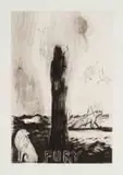 Deborah Bell, White Lion, drypoint etching on paper