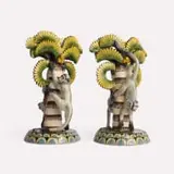 Monkey Candles, two by Moshe Sello & Kananelo Falatsa, earthenware clay, underglaze paints and glaze, sold Jun 2025