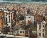 Helen Timm, Universal City II, oil on board