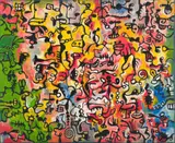 Walter Meyer, Untitled (Colour Field with Abstract Symbols), oil on canvas