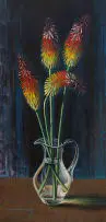 Vladimir Tretchikoff, Red Hot Pokers in a Glass Jug, oil on canvas laid down on board