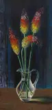 Vladimir Tretchikoff, Red Hot Pokers in a Glass Jug, oil on canvas laid down on board