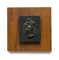 Abstract Relief by Edoardo Villa, bronze with a brown patina, on a wooden base, sold Jun 2025