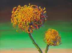 Vladimir Tretchikoff, Chrysanthemums, oil on canvas