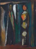 Pranas Domšaitis, Two Figures in Soft Light, oil on board