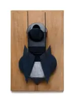 Edoardo Villa, Abstract Plaque, bronze with a dark blue patina, on a wooden base