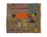 Rorke's Drift, Woman Picking Flowers, pure karakul hand-spun wool and linen