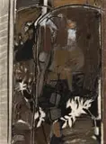 Stanley Pinker, Nude in the Artist's Studio, mixed media on paper