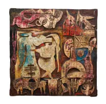 Lucky Sibiya, The Return, painted and carved wood