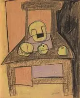Still Life with Chair by Charles Gassner, pastel on canvasboard, sold Jun 2025
