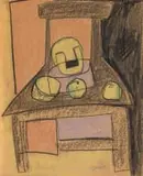 Charles Gassner, Still Life with Chair, pastel on canvasboard