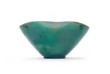 Green vase with pinched rim by Linn Ware & Ceramic Studio, green- and rust-glazed earthenware, offered Jun 2025