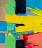 Trevor Coleman, Untitled (Abstract with Yellow), acrylic on card