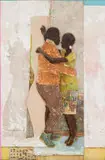 Thonton Kabeya, Dancing Couple, mixed media with collage on canvas
