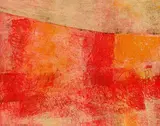 Olivia Watson, Abstract in Red, oil on board