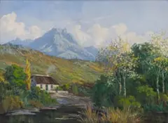 Vera Volschenk, Shepherds Cottage under the Langeberg Mountains, Riversdale, oil on artist's board