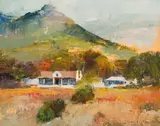 Errol Boyley, Landscape with House and Trees, oil on canvasboard