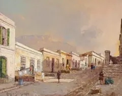 Carlo Sdoya, Street Scene in Cape Town, oil on board